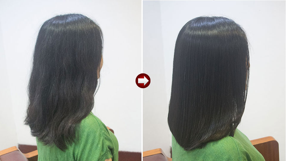 広がるくせ毛を髪質改善でまとまりやすくしたビフォーアフター