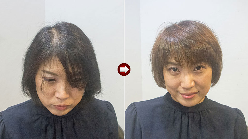 40代のボブと白髪ぼかし