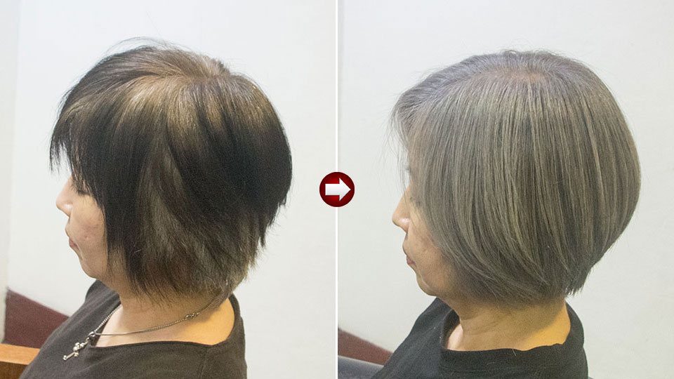 50代-髪型-白髪ぼかし-グレイ-ショート-ビフォー-アフター